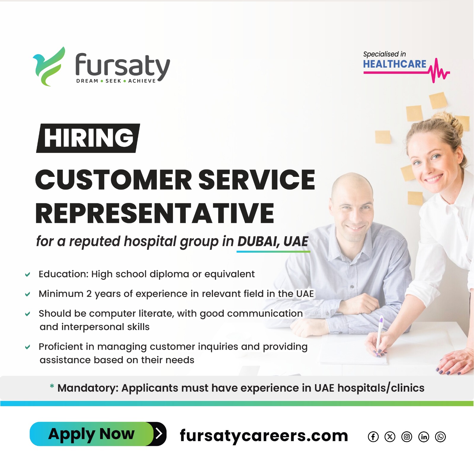 Customer Service Representative (with UAE Hospital experience)